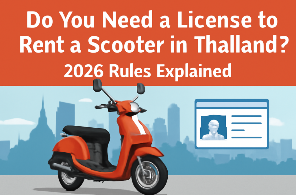 Blog post header: Do You Need a License to Rent a Scooter in Thailand 2026 Rules Explained
